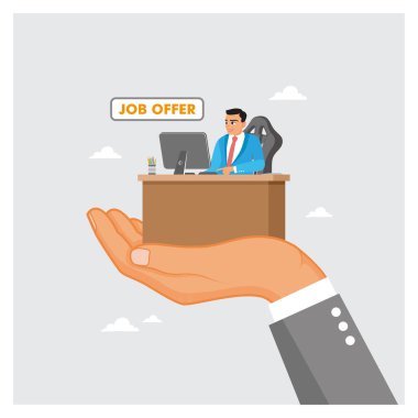 Yeni ofis işi için masa başı bir iş adamıyla iş teklifi. Fırsatı, adam toplamayı ve kariyer büyümesini sembolize ediyor. İş konsepti.