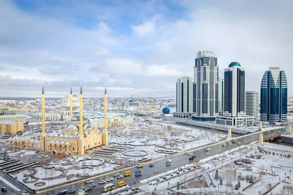 The mosque named after Akhmad Kadyrov, and high-rise complex "Grozny City" 