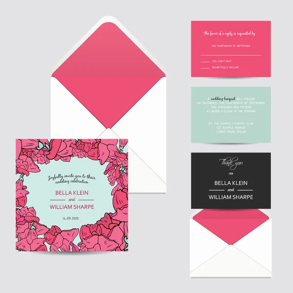 Convite de casamento Set —  Vetores de Stock