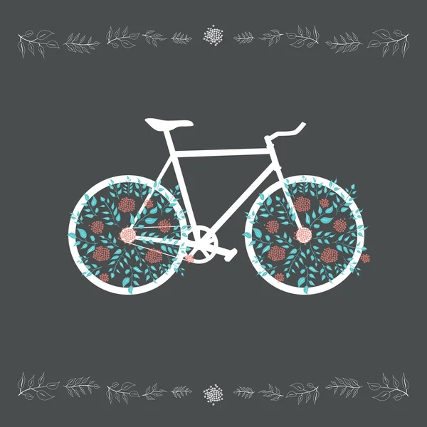 Rower z kołami kwiat. ilustracja wektorowa — Wektor stockowy