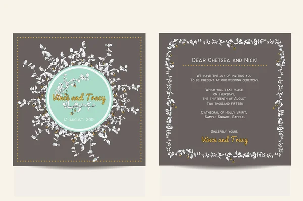 Conjunto de invitación de boda — Vector de stock