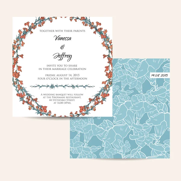 Conjunto de invitación de boda — Vector de stock