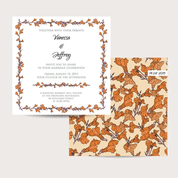 Conjunto de invitación de boda — Vector de stock