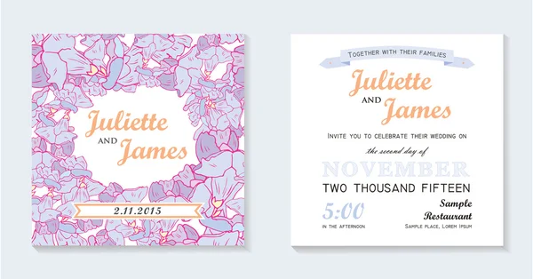 Ensemble d'invitation de mariage — Image vectorielle