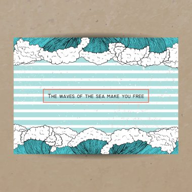 çizilmiş dalgalar dekorasyon el