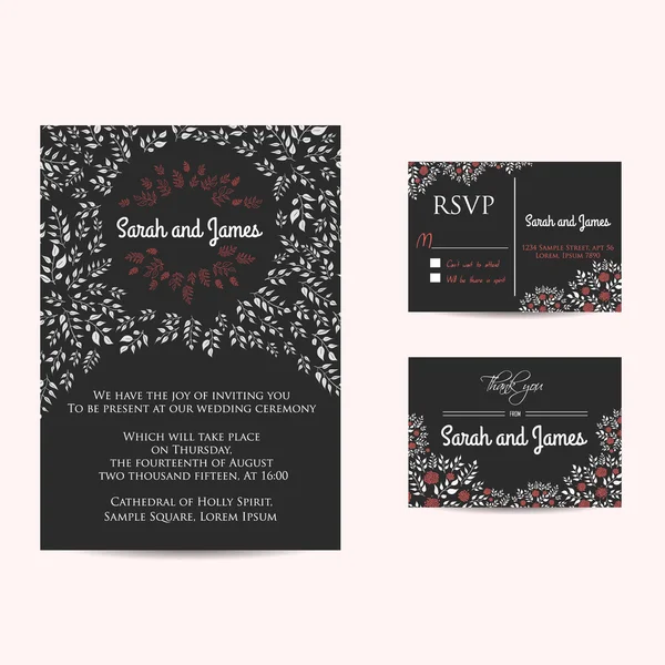 Convite de casamento Set — Vetor de Stock