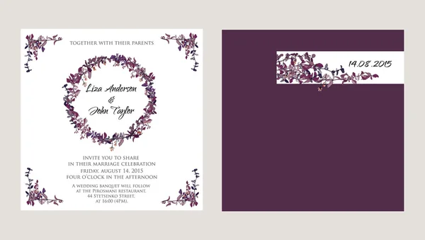 Conjunto de invitación de boda — Vector de stock