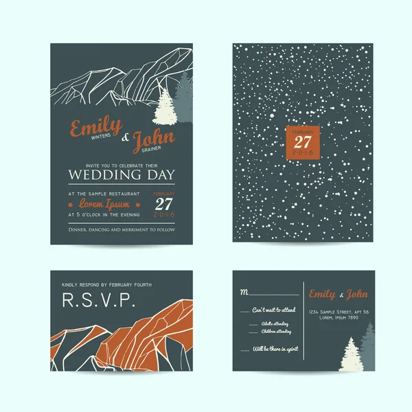 Ensemble d'invitation de mariage — Image vectorielle