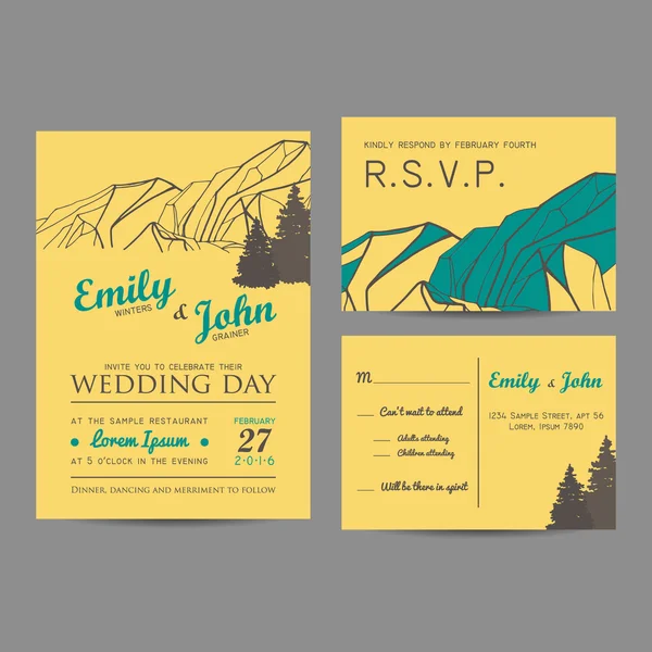 Ensemble d'invitation de mariage — Image vectorielle