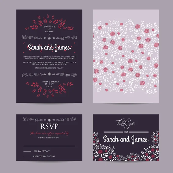 Conjunto floral do casamento — Vetor de Stock