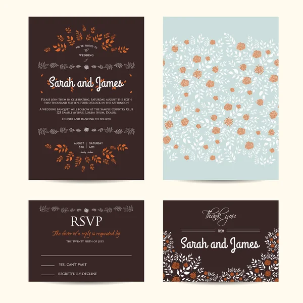 Boda floral conjunto — Vector de stock