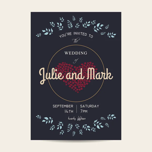 Invitación de boda retro — Vector de stock