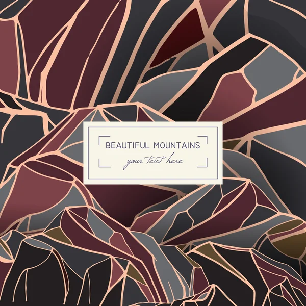 Cartão modelo abstrato com mão desenhado montanhas . — Vetor de Stock