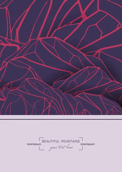 Cartão modelo abstrato com mão desenhado montanhas . — Vetor de Stock