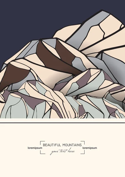Абстрактна шаблонна картка з намальованими руками горами . — стоковий вектор