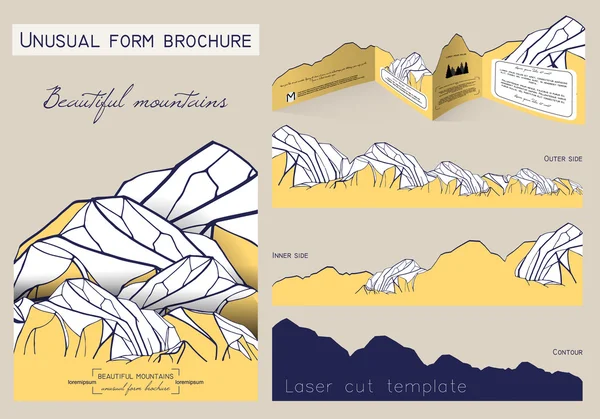 Ungewöhnliche Form Broschüre. schöne Broschüre in Form von Mountai — Stockvektor