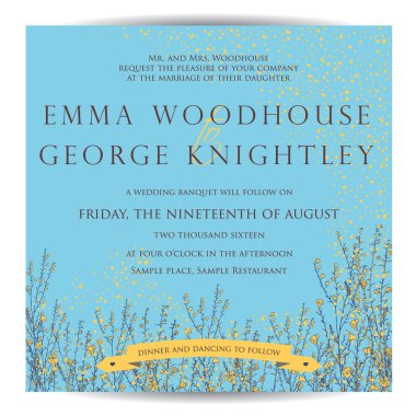 Düğün davetiyesi. 