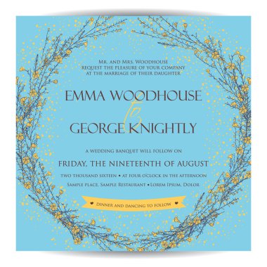 Düğün davetiyesi.