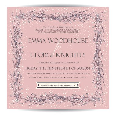 Düğün davetiyesi. 