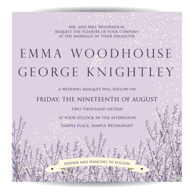 Düğün davetiyesi. 