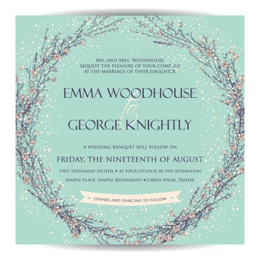 Düğün davetiyesi. 