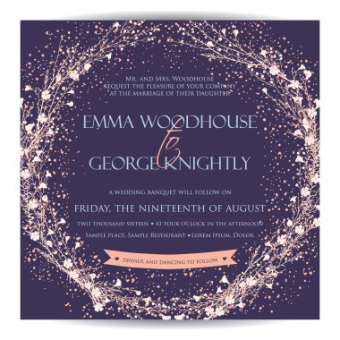 davetiye düğün keten el çekilmiş dalı ile dekore edilmiş