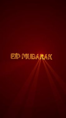 Kırmızı zemin üzerinde altın yazı ve ışık huzmeleri olan bayram mübarek animasyonu, kutlama ve kutlama için mükemmel..