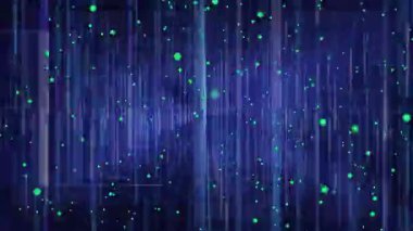 Mavi çizgiler ve yeşil noktalarla soyut bir arkaplan, dinamik ve modern bir tasarım yaratıyor, teknoloji ya da gelecek temalar için mükemmel..