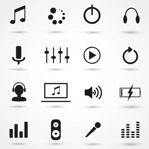 Muziek iconen set. — Stockvector