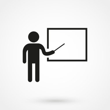 öğretmen simge siyah vektör beyaz arka plan üzerinde