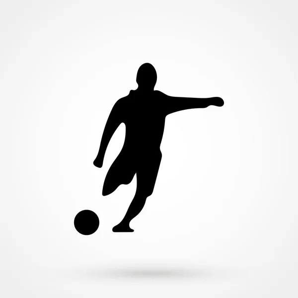 Силуэт футболиста черный на белом фоне — стоковый вектор