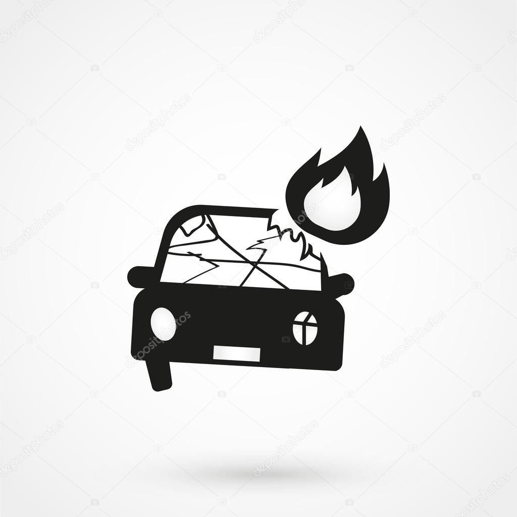 Car crash icon black vector on white background in simple style