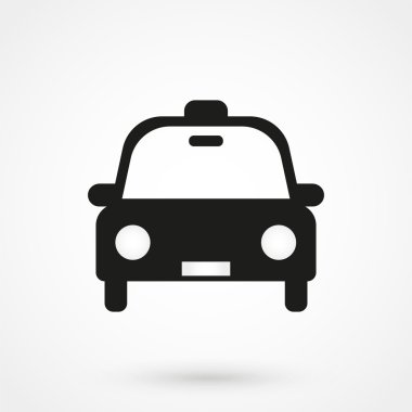 Taksi simge vektör beyaz arka plan üzerinde siyah