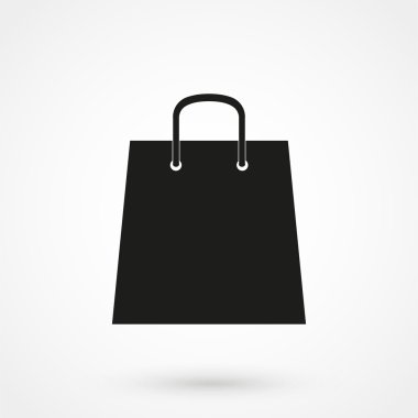 shoping çanta simgesi beyaz arka plan üzerinde siyah