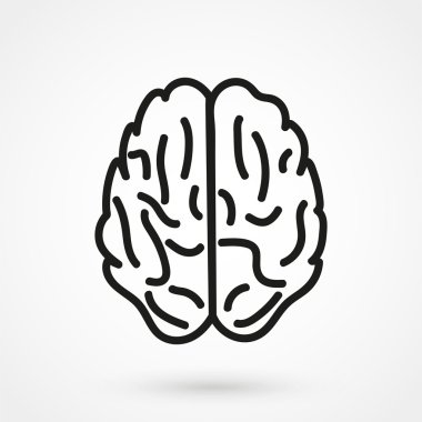 beyin simge vektör beyaz arka plan üzerinde siyah 