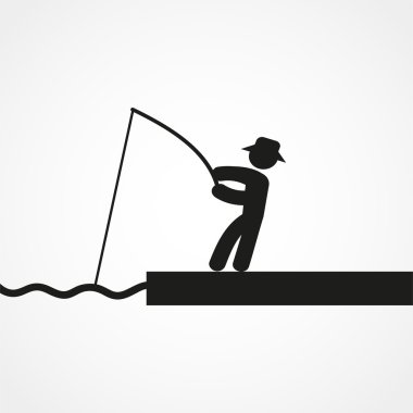 simge vektör beyaz arka plan üzerinde siyah Balık tutma 