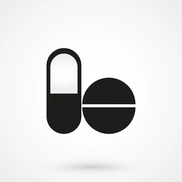 Pilules icône vecteur noir sur fond blanc — Image vectorielle