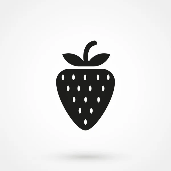 Erdbeere Symbol Vektor schwarz auf weißem Hintergrund — Stockvektor