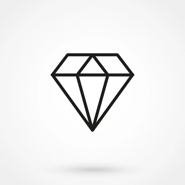 Diamond icon vector black on white background — Stock Vector
