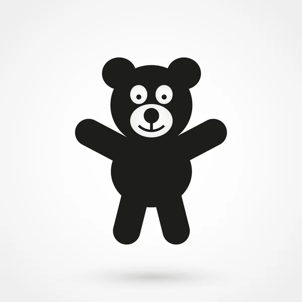 Oso de peluche icono negro sobre fondo blanco — Archivo Imágenes Vectoriales