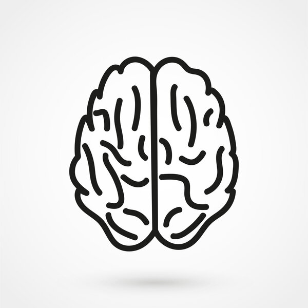 вектор мозга черный на белом фоне
 