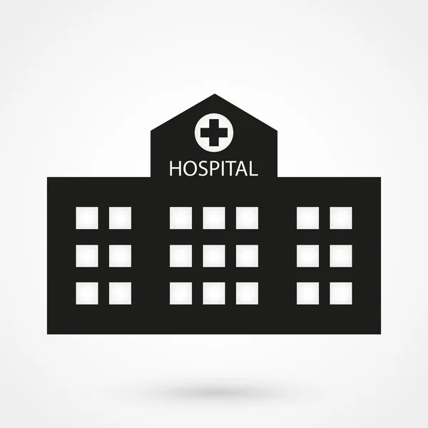 Hospital icono vector negro sobre fondo blanco — Vector de stock