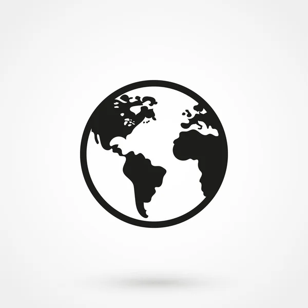Mondo icona vettoriale nero su sfondo bianco — Vettoriale Stock