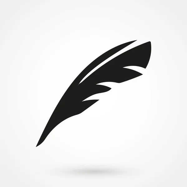 Pluma icono vector negro sobre fondo blanco — Vector de stock