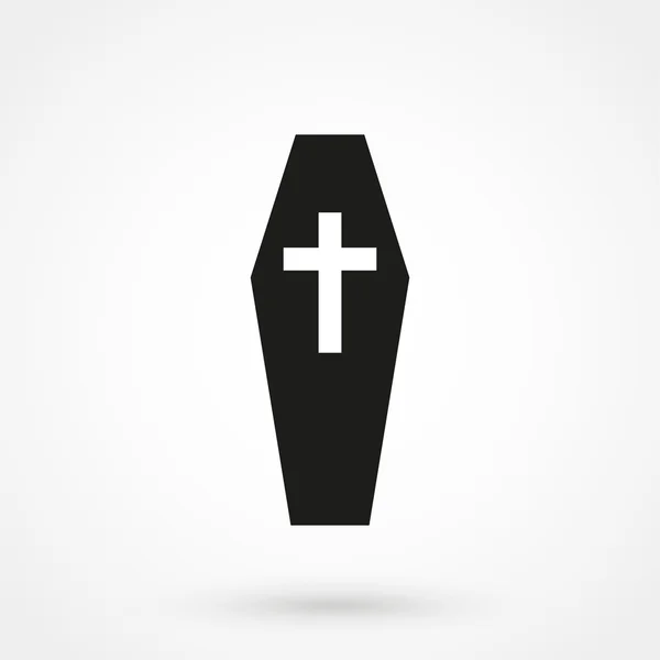白い背景の黒い棺のアイコン ベクトル — ストックベクタ