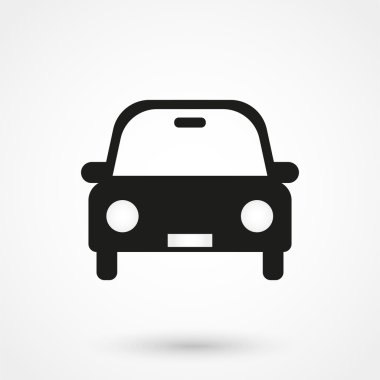 Araba simge vektör beyaz arka plan üzerinde siyah