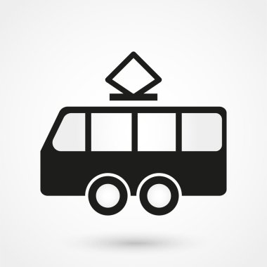 tramvay simge vektör beyaz arka plan üzerinde siyah