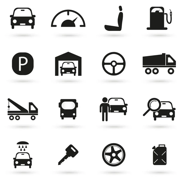 Car parts icons black on white background — Stock Vector