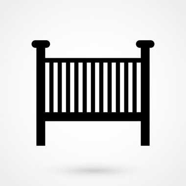 Çocuk Yatak simge vektör beyaz arka plan üzerinde siyah