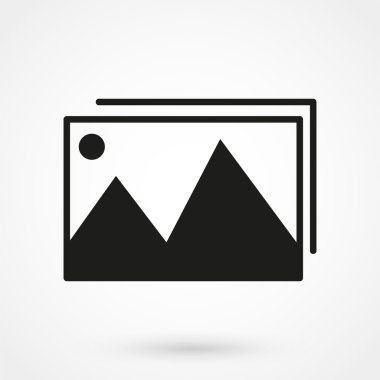 Fotoğraf Galerisi simgesi beyaz arka plan üzerinde siyah